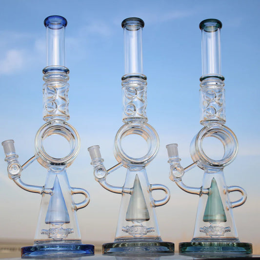 18.5" Recycler Style Donut Percolator Glass Water Pipe