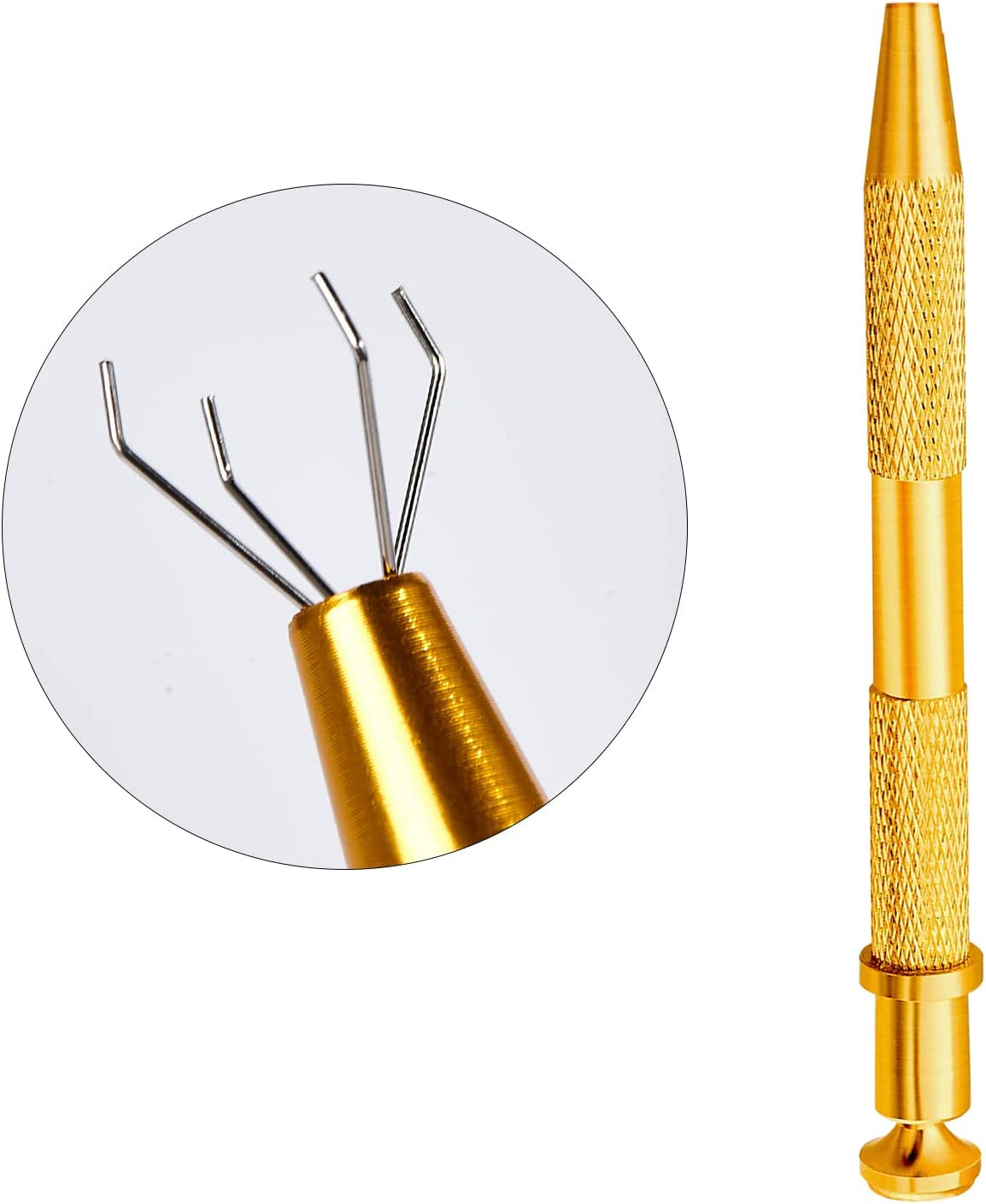 Tweezers Stainless Steel 4-Claw Pick up Tool Jeweler'S Pick-Up Tool, 4 Prongs BGA Chip Pick for Small Parts Pickup, Grabber for Tiny Objects in Home Beracky, SIC Terp Pearls (1Pack Golden Color)