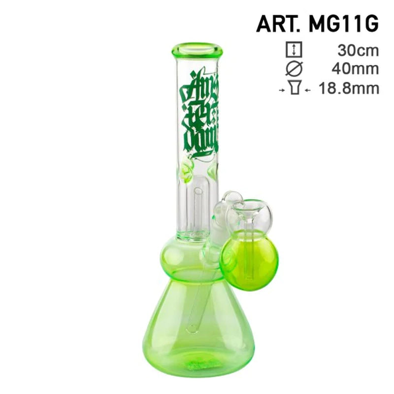 Amsterdam | 12" Green Glass Water Pipe W/ Tree Perc